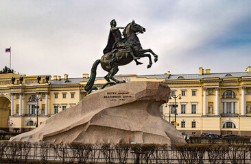 The Bronze Horseman - a monument to Tsar Peter I in St. Petersburg.