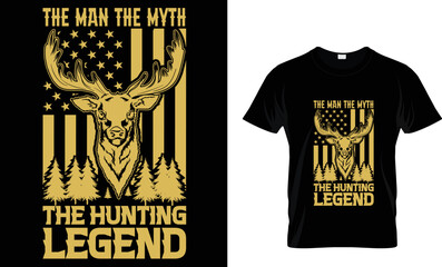 The man the myth the hunting legend t-shirt design tamplete.