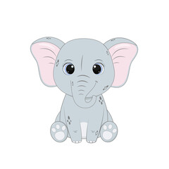 Cartoon cute elephant isolated on white background. Vector illustration for dasein and print