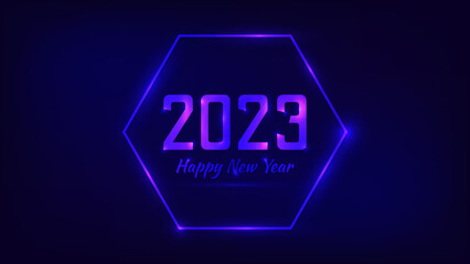 2023 Happy New Year neon background