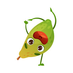 Cartoon Papaya Fruit Somersaulting Cheering Enjoying Summer Season Vector Illustration