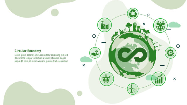 circular economy icon. The concept of eternity, endless and unlimited, circular economy for future growth of business and environment sustainable with flat design, vector illustrator.