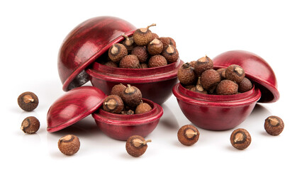 Sapindus rarak fruits isolated on white background.