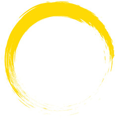 Yellow circle brush stroke vector isolated on white background. Yellow enso zen circle brush stroke. For stamp, seal, ink and paintbrush design template. Grunge hand drawn circle shape, vector