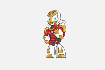 Illustration vector graphic of robot funny character or mascot. Good for logo.