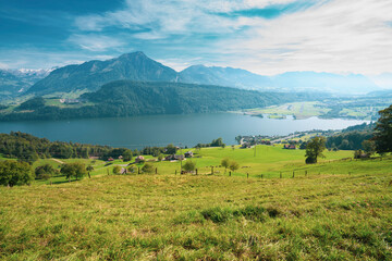 Mount Pilatus and the valley station in Alpnachstad and lucern lie in the heart of Switzerland and...