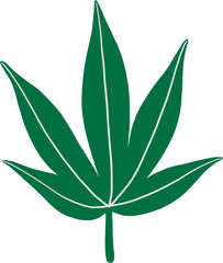 simplicity cannabis leaf freehand drawing flat design.
