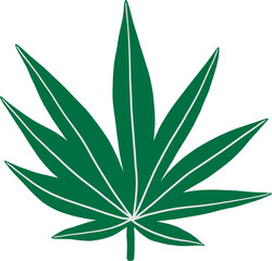 simplicity cannabis leaf freehand drawing flat design.