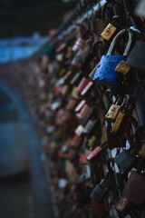 Naklejka premium Locks of love hanging on a bridge in Salzburg, Austria.
