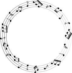 Music notes, round musical frame.