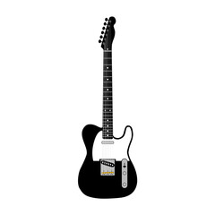 Electric guitar isolated on white. Electric guitar outline Vector