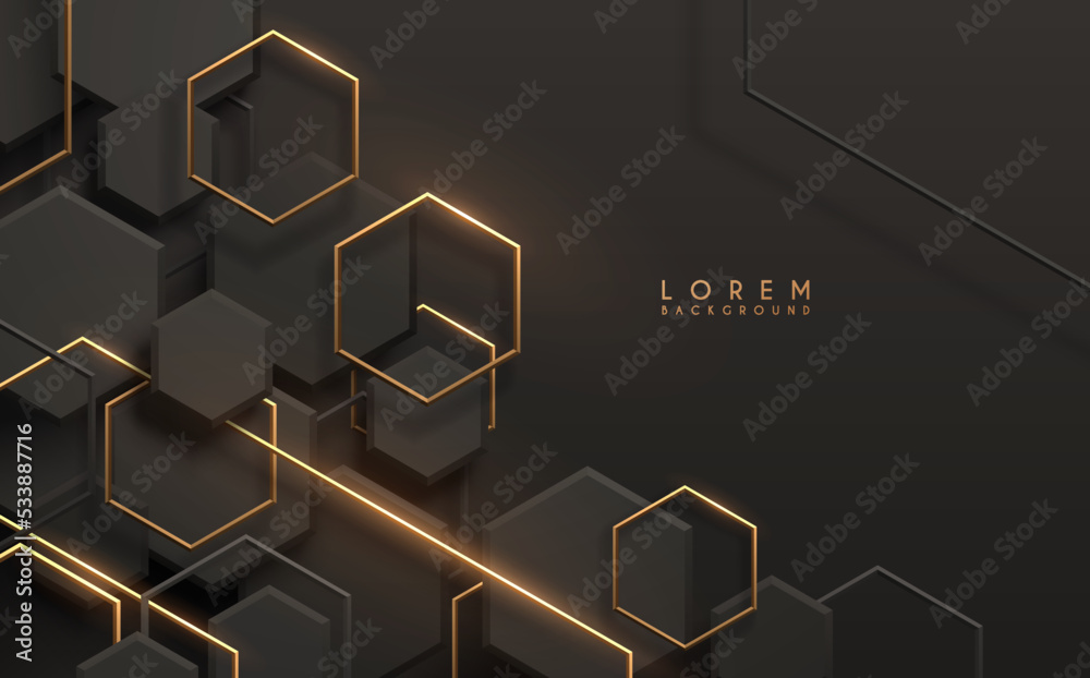 Canvas Prints abstract gray and gold hexagon shapes background