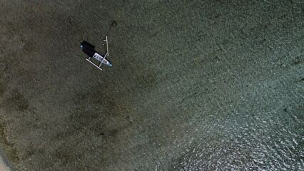 aerial view of Indonesian fisherman boat in the ocean