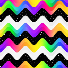 Rainbow wave pattern with space background