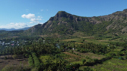 Fototapeta na wymiar Aerial scene of landscape with mountains