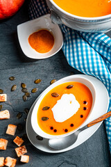 delicious pumpkin soup with coconut milk