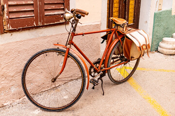 Fototapeta na wymiar Old bike with bags