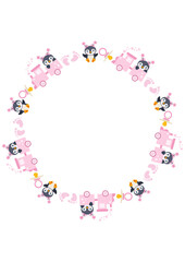 Empty round frame penguin baby girl
