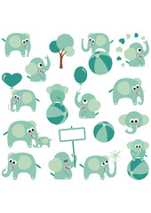 Fun package of baby elephant with set digital elements