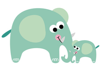 Funny elephant and the little son