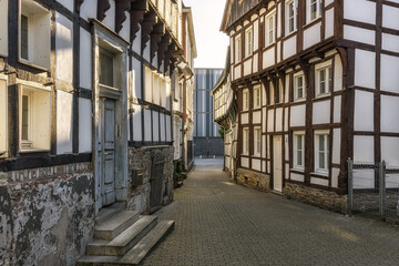 HATTINGEN, GERMANY - September 25th, 2022: Streets of Old Town (Altstadt) Hattingen, historic district of traditional German architecture - 533890901