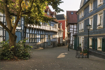 HATTINGEN, GERMANY - September 25th, 2022: Streets of Old Town (Altstadt) Hattingen, historic district of traditional German architecture