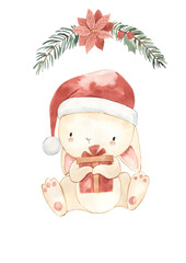 watercolor bunny template for nursery, baby shower, invitation for birthday party