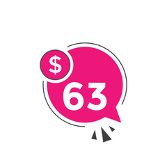 Monthly 63 Dollar price tag or sticker. sixty three sales tag. shopping promotion marketing concept. sale promotion Price Sticker Design
