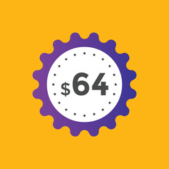 Monthly 64 Dollar price tag or sticker. sixty four sales tag. shopping promotion marketing concept. sale promotion Price Sticker Design
