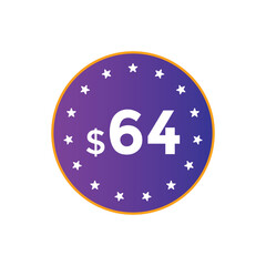 Monthly 64 Dollar price tag or sticker. sixty four sales tag. shopping promotion marketing concept. sale promotion Price Sticker Design
