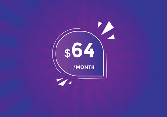 64 dollar price tag. Price $64 USD dollar only Sticker sale promotion Design. shop now button for Business or shopping promotion
