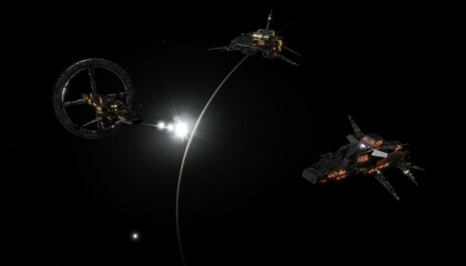 3D illustration, of an extraterrestrial spacecraft.