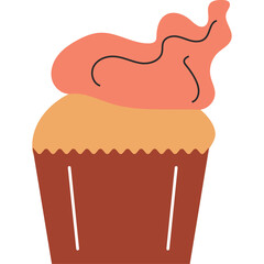 Cake muffin dessert. Isolated illustration on transparent background