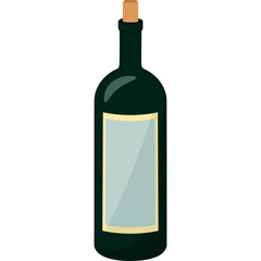 A bottle of wine illustration isolated on transparent background