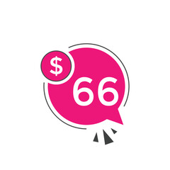 Monthly 66 Dollar price tag or sticker. sixty six sales tag. shopping promotion marketing concept. sale promotion Price Sticker Design
