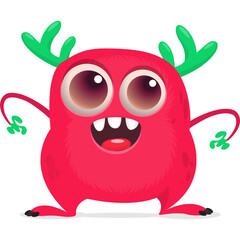 Funny cartoon monster waving hands. Halloween design. Vector illustrationof alien character