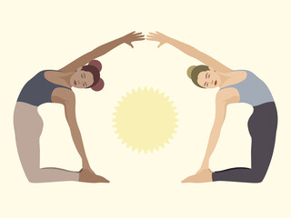 Black and white girls doing yoga