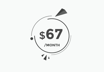 67 dollar price tag. 67$ dollar USD price symbol. price 67 Dollar sale banner in USD. Business or shopping promotion marketing concept
