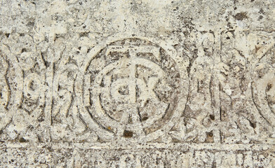 graceful beautiful historical bas-reliefs on the facade