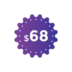 Obraz premium Monthly 68 Dollar price tag or sticker. sixty eights sales tag. shopping promotion marketing concept. sale promotion Price Sticker Design 