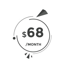 68 dollar price tag. 68$ dollar USD price symbol. price 68 Dollar sale banner in USD. Business or shopping promotion marketing concept
