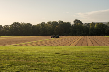 Re Turfing polo pitch, at Cowdray, Midhurst, West Sussex, UK