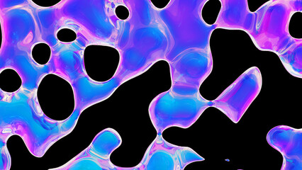 Fluid color glass drops y2k background. Holographic dynamic iridescent retrowave liquid forms. 3d render illustration