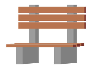 Wooden bench icon. Street chair in cartoon style