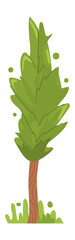 Cartoon tree with green leaves. Cute garden park plant