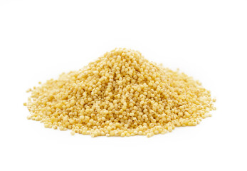 pile of sorghum or sorghum grain, millet grain or millet seed isolated on white background                            - obrazy, fototapety, plakaty