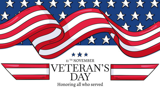 Veterans Day. 11th of November. Usa Veterans Day celebration. American national holiday background. Vector Illustration.
