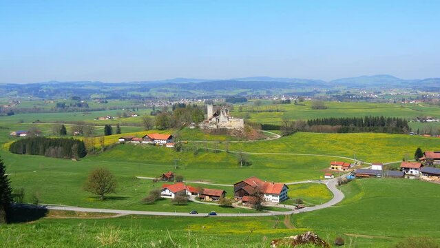 Sulzberg castle in the countryside with village