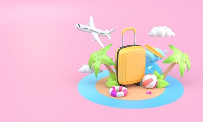 Trip to the Beach. 3D Illustration