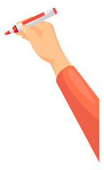 Human hand with highlight marker. Note taking concept